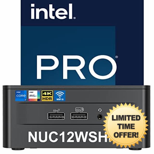 Intel NUC 12 Pro Mini PC Kit NUC12WSHi7 (12-Core i7-1260P 32GB RAM 1TB SSD Iris XE Graphics) Windows 11 Pro Latest Desktop Computer Mini PC