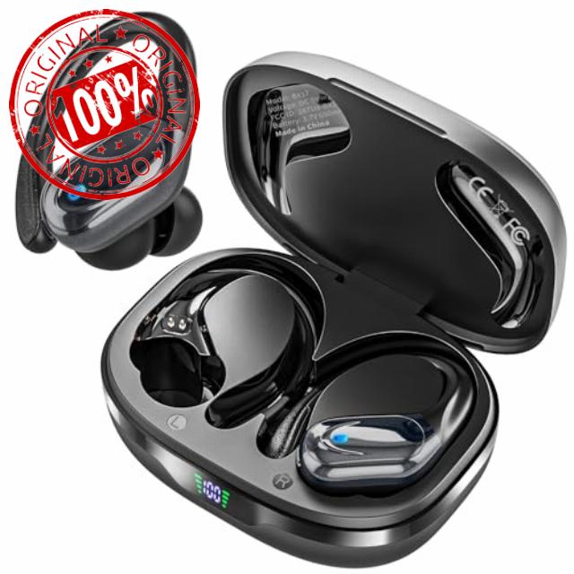 Wireless Earbuds Bluetooth Headphones 80hrs Playback Ear Buds Power Display with Noise Canceling Mic Headsets for Sports/Workout/Running Black