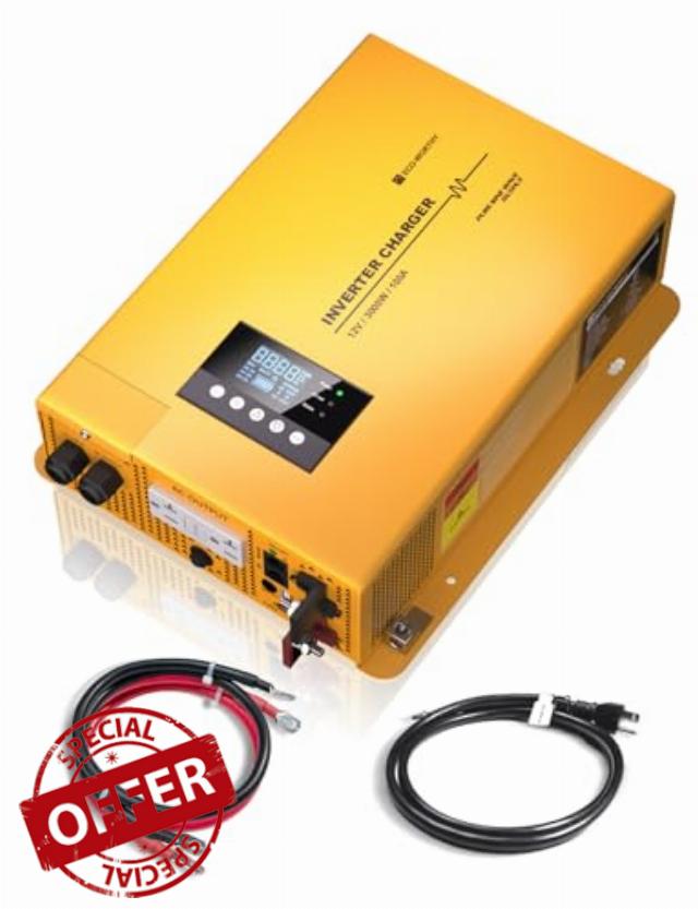 ECO-WORTHY Inverter Charger 3000W Pure Sine Wave Inverter