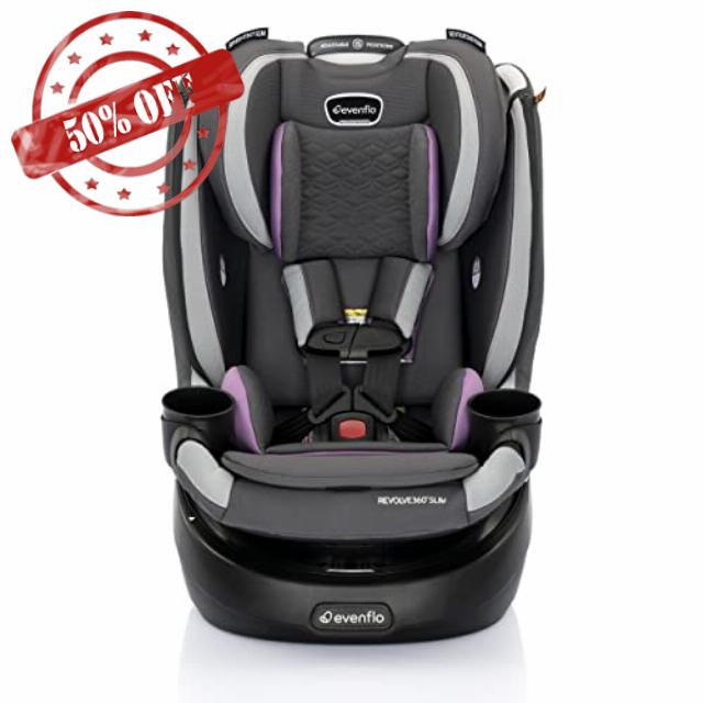 Evenflo Revolve360 Slim 2-in-1 Rotational Car Seat with Quick Clean Cover (Sutton Purple)