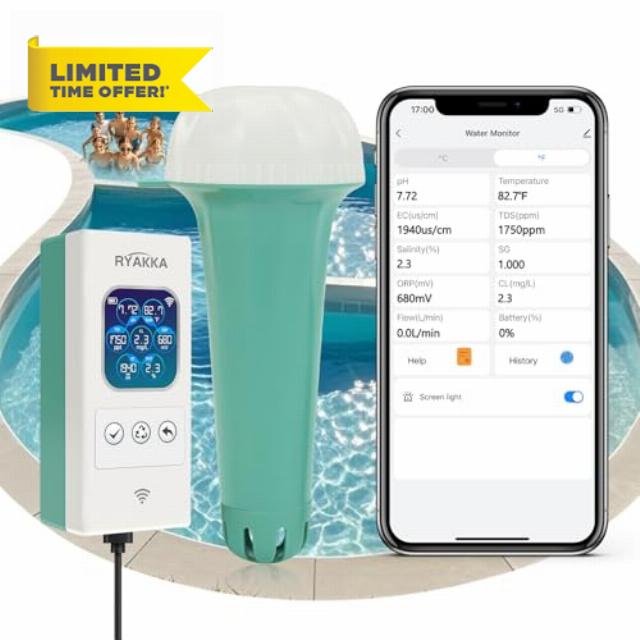 Smart Pool Monitor – Real-time Digital Pool Water Tester for pH