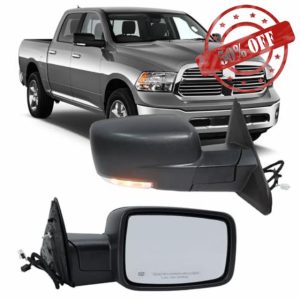 Right Passenger Side Mirror Compatible with 2013-2018 Dodge Ram 1500 2500 3500 Mirrors with Heated Tuning LED Signal Puddle Lamp Power Fold(Textured Black)