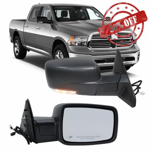 Right Passenger Side Mirror Compatible with 2013-2018 Dodge Ram 1500 2500 3500 Mirrors with Heated Tuning LED Signal Puddle Lamp Power Fold(Textured Black)