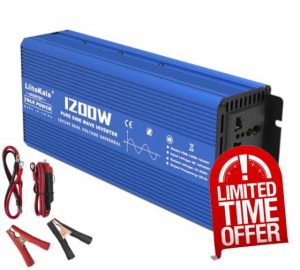 LiitoKala 1200W Pure Sine Wave Inverter 12V/24V DC to 220V AC Converter for Home