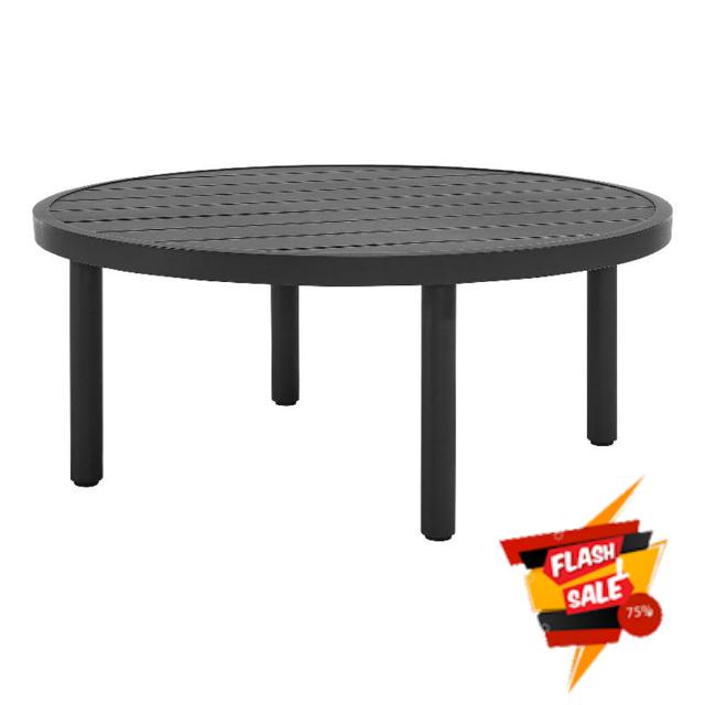 Modway Terrace Round Metal Outdoor Patio Coffee Table in Graphite – 35 Inch Weather-Resistant Coffee Table for Patio