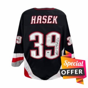 Dominik Hasek HOF 14 Autographed Buffalo Custom Black Hockey Jersey - BAS