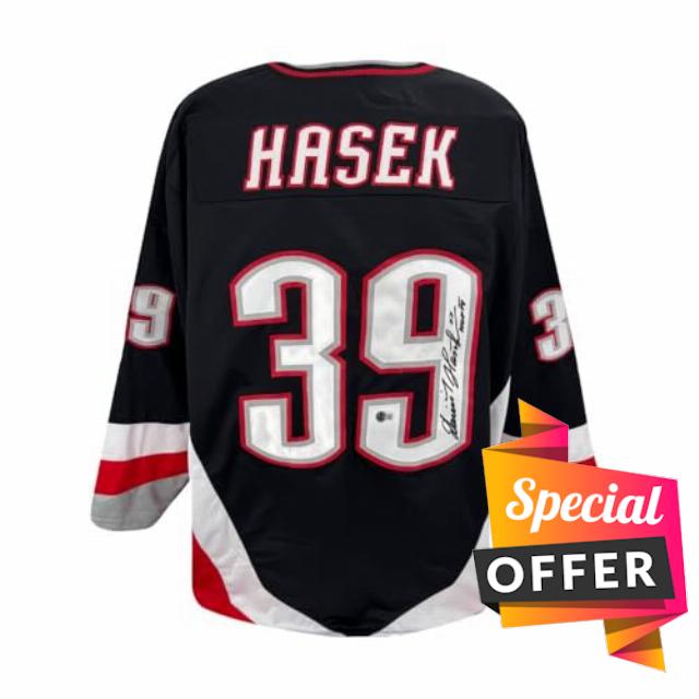 Dominik Hasek HOF 14 Autographed Buffalo Custom Black Hockey Jersey - BAS