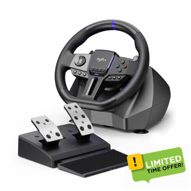 PXN-V900 GEN2 Racing Steering Wheel for PC - 270°/900° Rotation - Gaming Steering Wheel with Pedals for PC