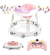 Baby Walker, Foldable Multi-Function Anti-Rollover Walker with Brake Design, 7 Level Height Adjus...