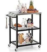COSTWAY Outdoor Grill Dining Cart, 2/3-Shelf Movable Pizza Oven Table Stand with 4 Lockable Wheel...