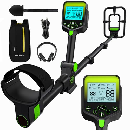 Retractable Foldable Higher Accuracy Metal Detector with 10" IP68 Coil- Green
