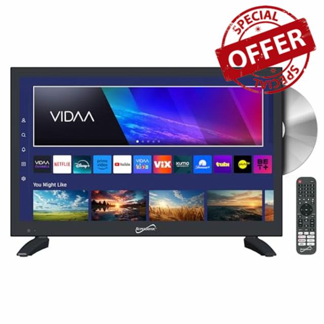 Supersonic SC-1926DVD 19-inch LED Smart HDTV w/DVD Player