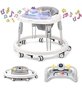 Baby Walker, Foldable Multi-Function Anti-Rollover Walker with Music Tray, 7 Level Height Adjusta...