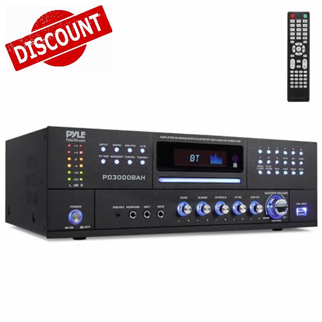Pyle 4 Channel Wireless Bluetooth Amplifier - 4000 Watt Stereo Speaker Home Audio Receiver w/FM Radio