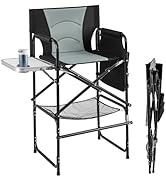 COSTWAY Folding Camping Chair, Lightweight Director Chair with Anti-Slip Feet, Cup Holder, Curved...