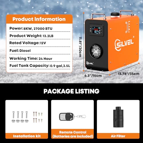 8KW 12V Diesel Heater with 3.5L Tank