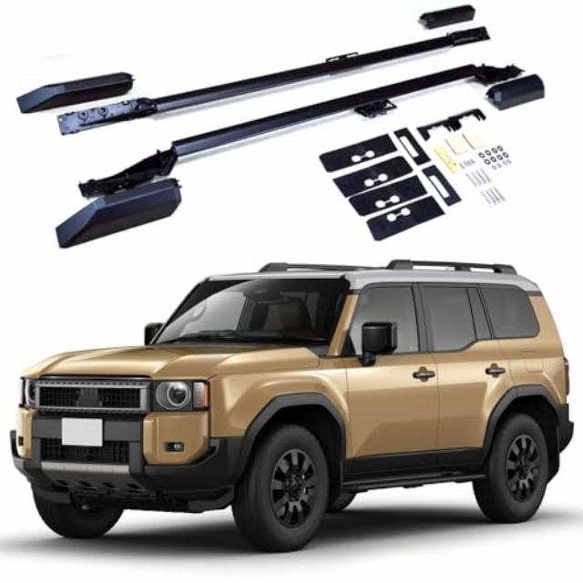 FTAPACCE Roof Rail Rack Fits for Toyota Land Cruiser J250 LC250 Land Cruiser Prado 2024 2025 Crossbar Luggage Carrier Roof Rack Rail Carrier Lockable 2PCS (Black)
