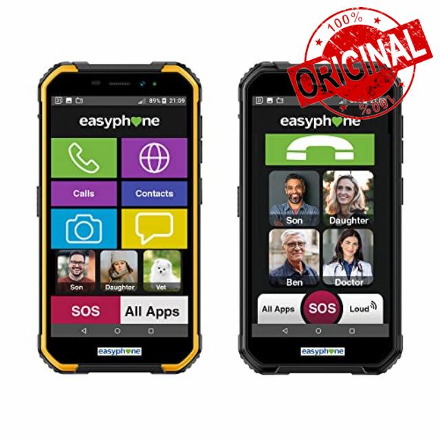 Easyphone Tough Rugged Easy Smartphone - Any SIM - Great for Home Outdoors and Elderly - Rubber Protection Drop-Proof & Underwater Camera - Long-Lasting Battery - UK Seller 12 Month Cover - NC