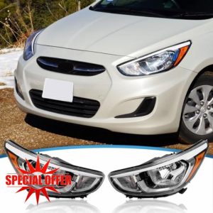 HeadLights Replacement for 2015-2017 Hyundai Accent Automotive Headlight Assemblies USA Version without Bulbs Passenger +Driver Side