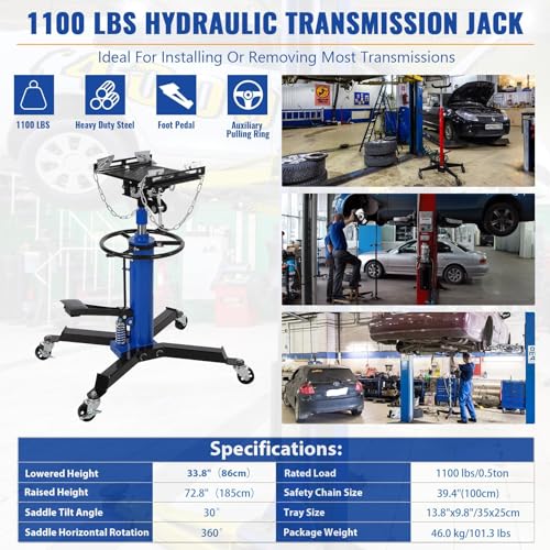 1322 LBS Load Capacity Hydraulic Telescopic Transmission Jack