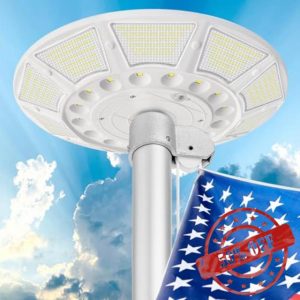 Flagpole Solar Light 6000 Lumens Brightest 566 LED Flag Pole Light Solar Powered with DC Charge Port Last Up to 20 Hrs Outdoor Dusk to Dawn IP67 Waterproof for Most 15 to 40ft Flag Poles