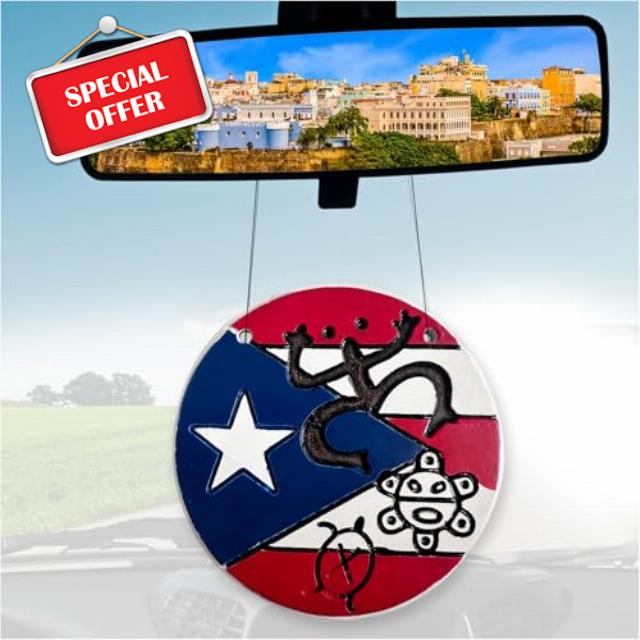 Puerto Rican Flag Rear View Mirror Accessory