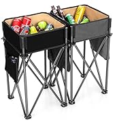 COSTWAY Folding Camping Cupboard, 90cm/120cm/139cm Tall Portable Storage Cabinet Organizer with 3...