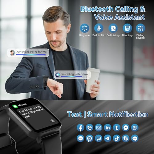1.85" HD Smartwatch for Men Women (Answer/Make Calls)