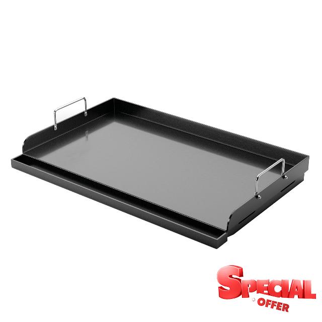 Utheer 25" x 16" Nano-Ceramic Nonstick Griddle for Gas & Charcoal Grills – Universal Flat Top with Grease Groove