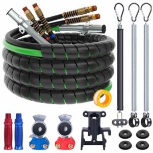 CheeMuii 15FT Semi Truck Air Line Kit with Gladhands Air Line Holder and Springs Kit 7 Way Trailer Cord and Air Brake Hoses 3-in-1 Air Lines Set for Semi Truck Trailer Tractor
