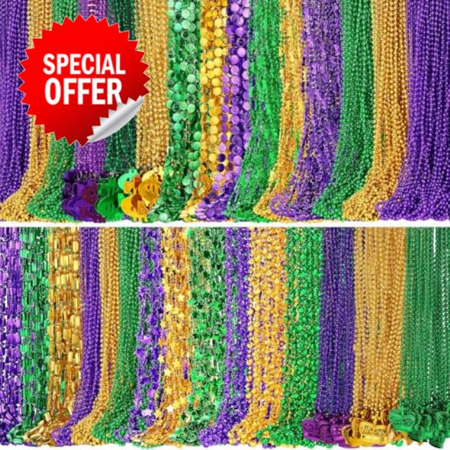 1500 Pcs Mardi Gras Beads Necklaces Bulk Purple Gold Green Mardi Gras Decorations Beads Necklaces for Masquerade Costume Party Carnival Parade Decorations St Patrick Day Celebrations Supplies