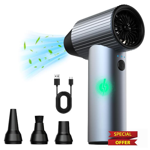 300000RPM Electric Air Duster - Jet Dry Mini Blower with 3 Adjustable Speeds - Rechargeable Cordless Air Blower for Keyboard