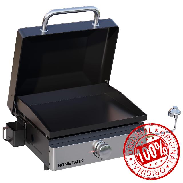 18 Inch Portable Propane Gas Grill with Lid & Ceramic Coated Baking Pan