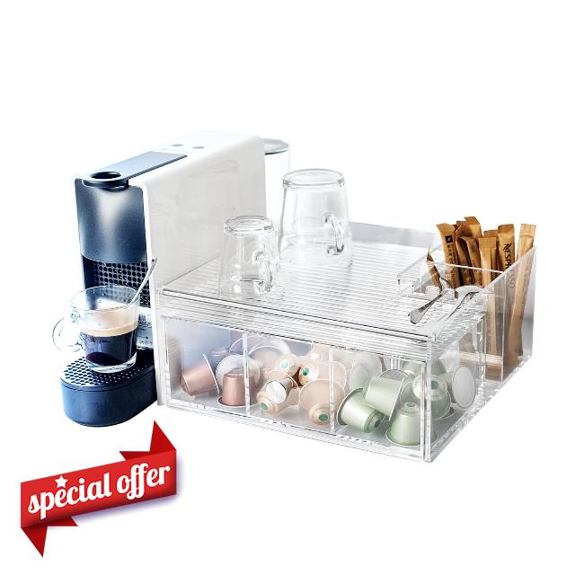 acrylic drawer coffee bar storage box