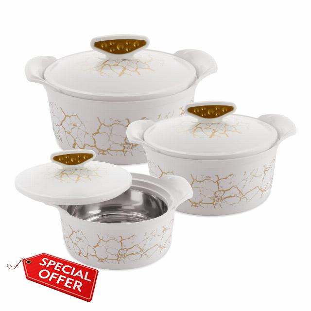 Casserole Thermoware Serving Stainless Steel Hot Cold Food Insulated Casserole Set of 3 (500ml