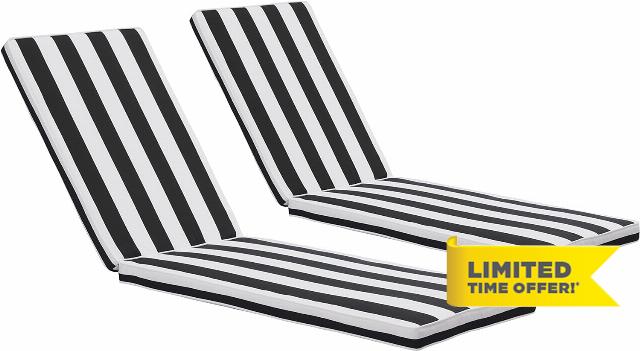 Set of 2 Chaise Lounge Cushions Outdoor