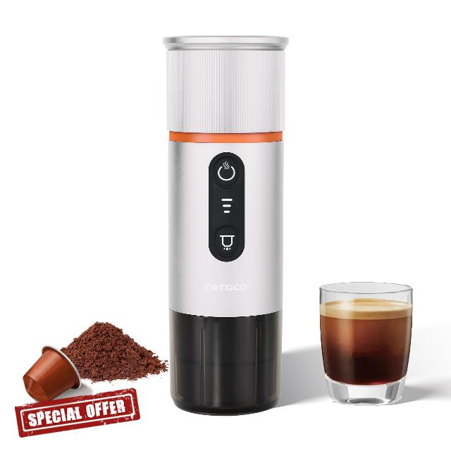 Portable Espresso Coffee Maker: 12V Mini Electric Travel Expresso Machine - Automatic Compatible with NS Capsule Machines - for Car Hiking Camping