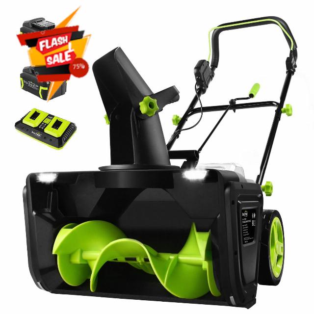SnapFresh 40V Electric Snow Blower Cordless - 20 Inch Battery Powered Snow Blower with 2 x 20V 5.0Ah Batteries and Fast Charger