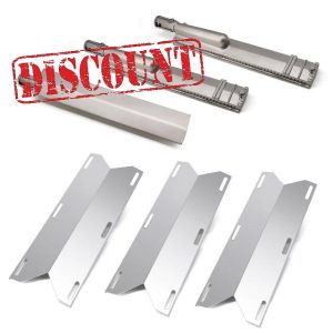 Criditpid 3 Pack Stainless Steel Heat Plates and Cast Stainless Steel Grill Burners Kit for Jennair Jenn Air 720-0061