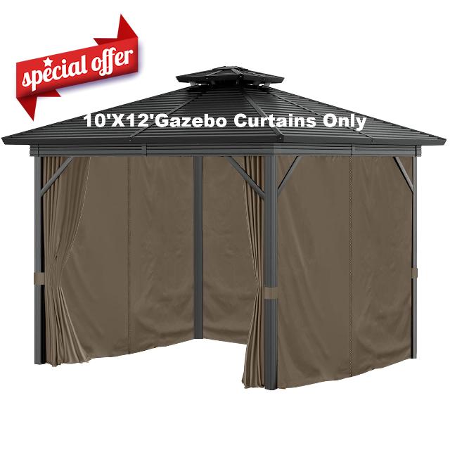 Gazebo Curtains 10'x12' Outdoor Waterproof