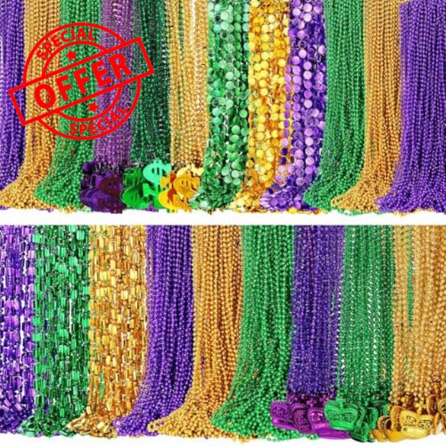 1000 Pcs Mardi Gras Beads Necklaces Bulk Purple Gold Green Mardi Gras Decorations Beads Necklaces for Masquerade Costume Party Carnival Parade Decorations St Patrick Day Celebrations Supplies