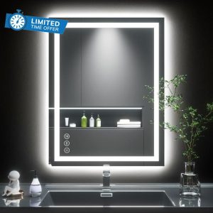 LED Bathroom Mirror 28"x36" with Front and Backlight