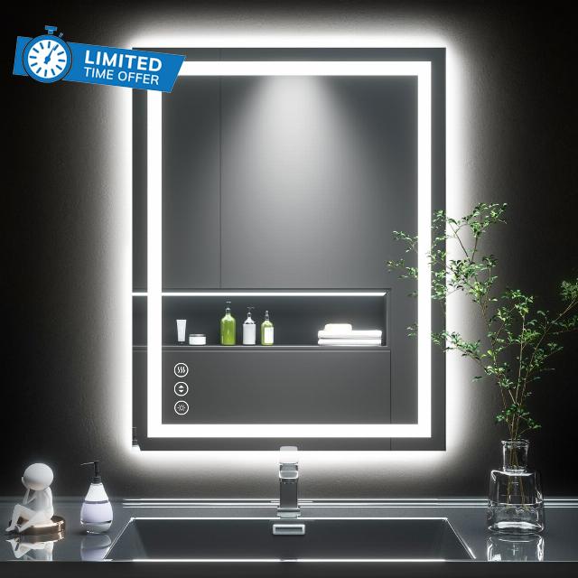 LED Bathroom Mirror 28"x36" with Front and Backlight