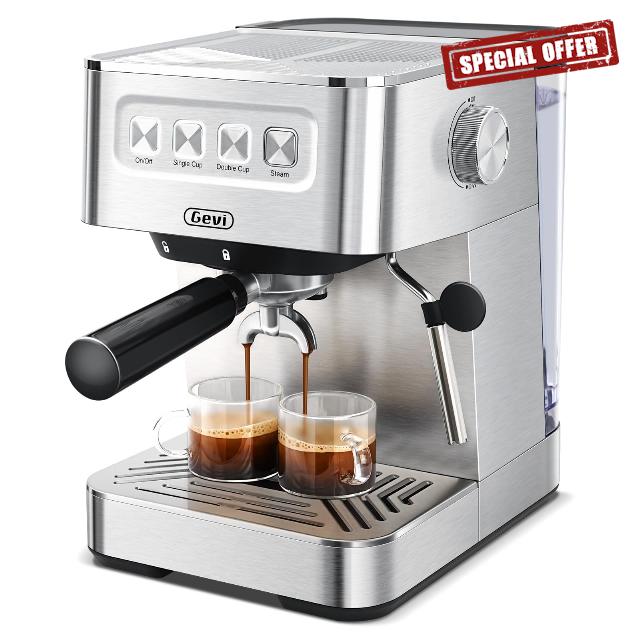 Gevi 20 Bar Espresso Machine High Pressure with Milk Frother Steam Wand