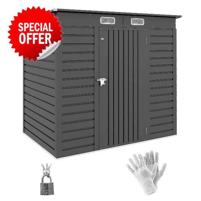 Outsunny 6.3 x 4.3FT Garden Shed. Galvanised Metal Shed