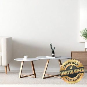 2Pcs Mid-Century Coffee Table Round