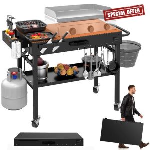 Portable Outdoor Grill Table with Wheels