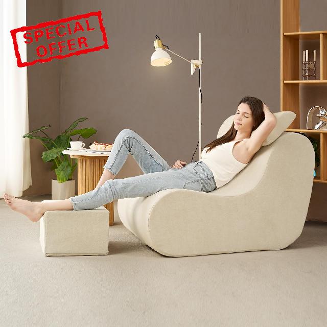 Hansleep Bean Bag Chair for Adults with Ottoman