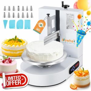 Newhai Automatic Cake Spreading Machine Electric Cake Decorating Machine Cream Smoothing Coating Machine 110V US for 4-12 inch Cakes