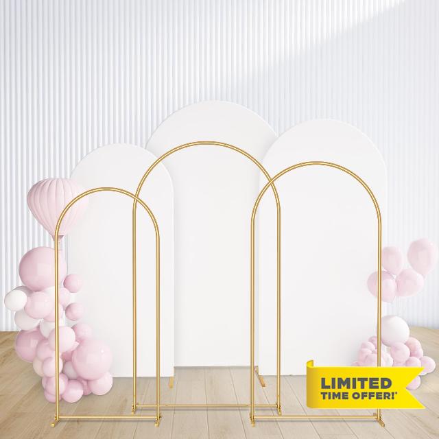 GRENTY Metal Arch Backdrop Stand and Cover Set 7.2FT/6.6FT/6FT